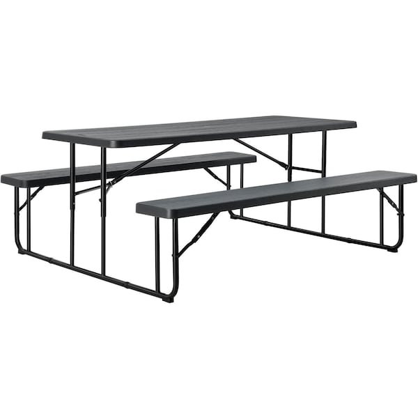 Global Industrial Rectangle Folding Picnic Table, Gray, Plastic, 6 ft L, 29 in H Overall 695769CH - main